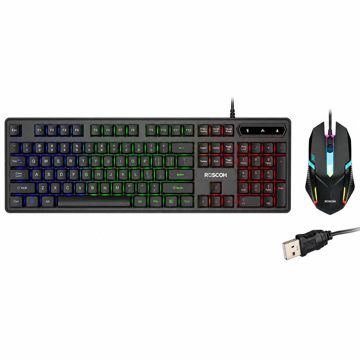 Kit de Teclado y Ratón con iluminación RGB - ROSCOH