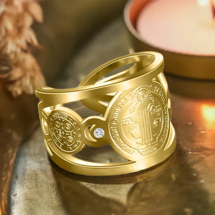 🙏 ANILLO DE PROTECCIÓN SAN BENITO AJUSTABLE ✝️