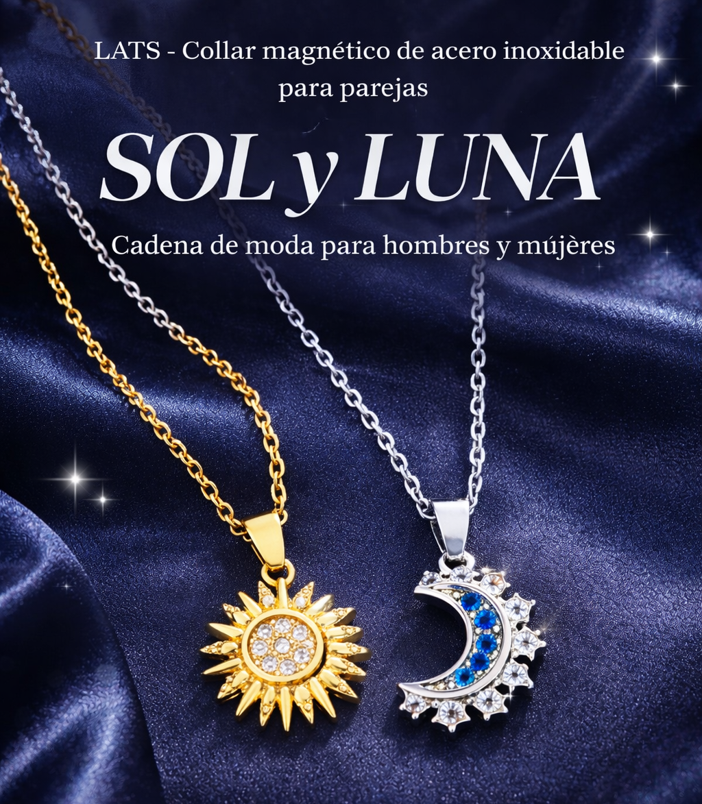 LATS™ Collar Magnético Sol y Luna – Acero Inoxidable