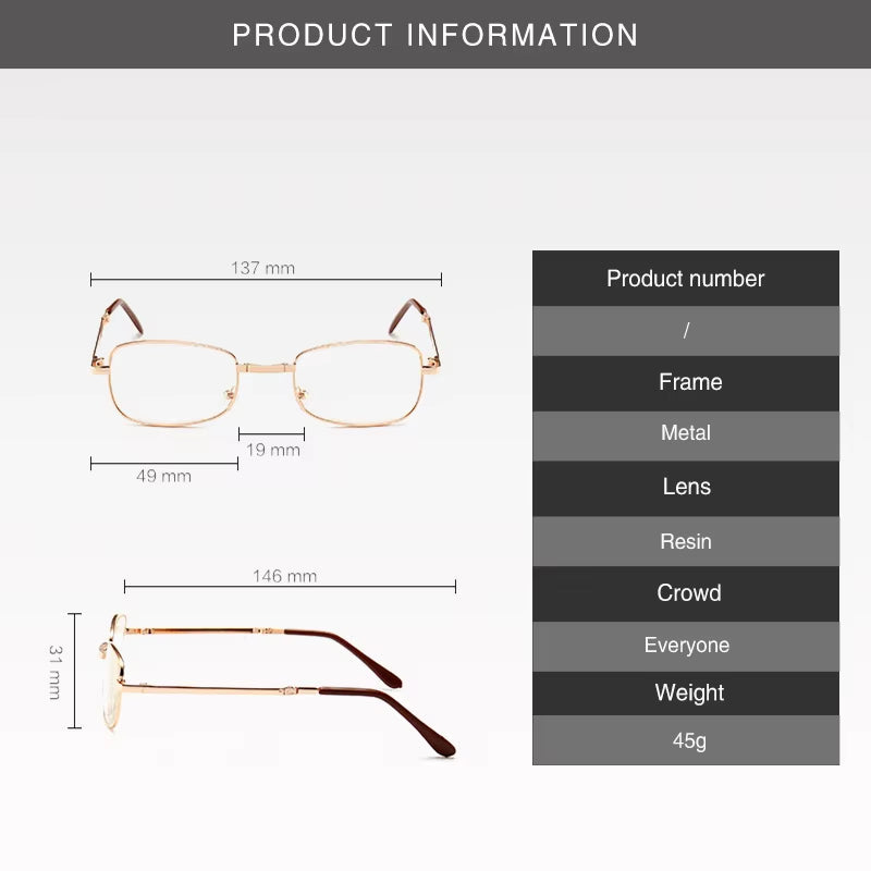 Folding bifocal reading glasses