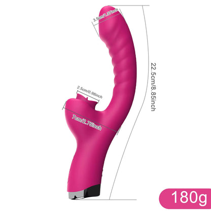 Vibrador 2 en 1 con función de lamido de lengua