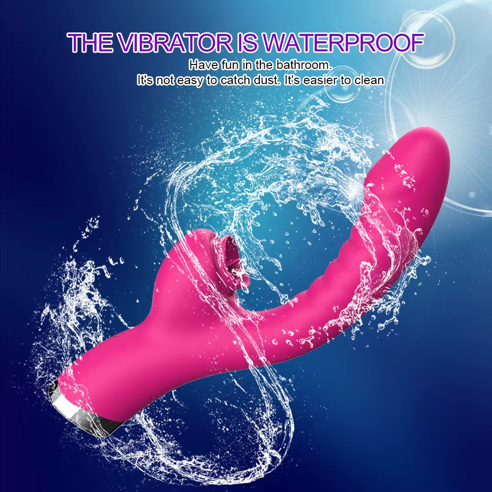 Vibrador 2 en 1 con función de lamido de lengua