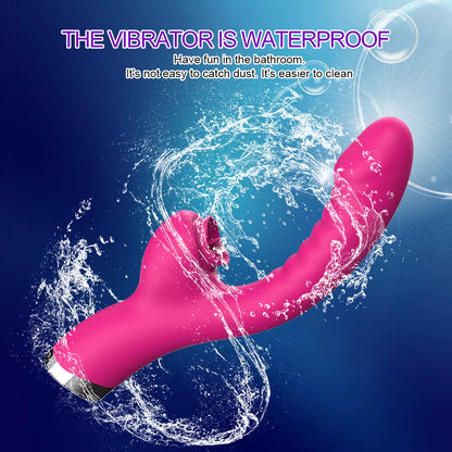 Vibrador 2 en 1 con función de lamido de lengua