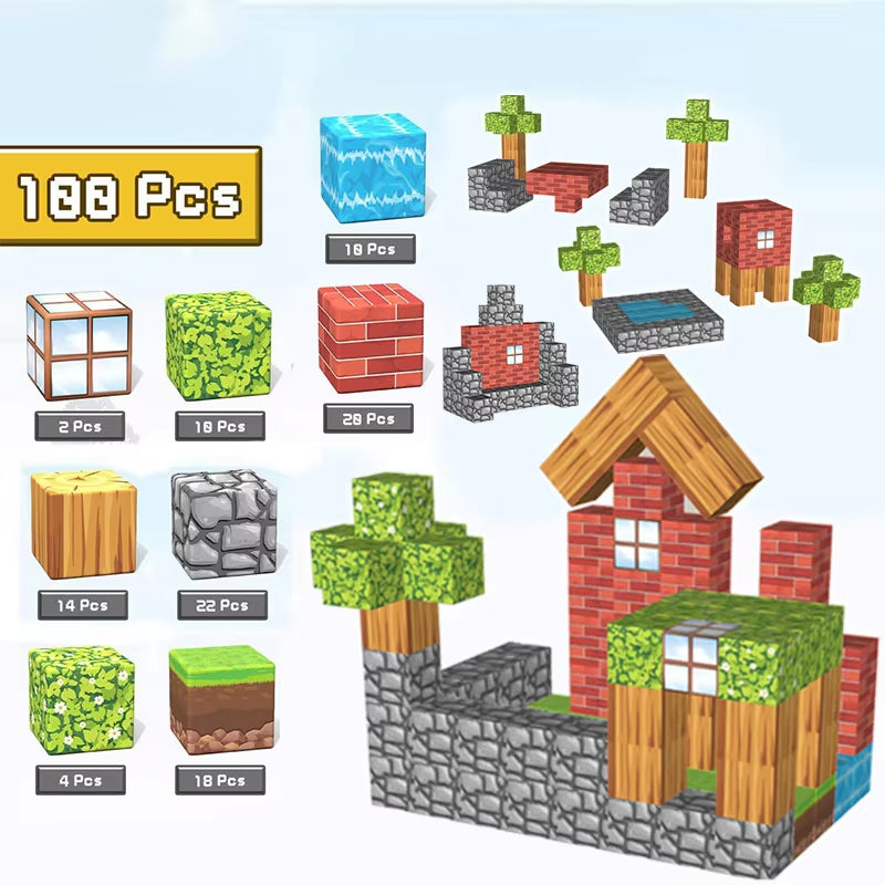 Bloques magnéticos Minecraft 100 piezas