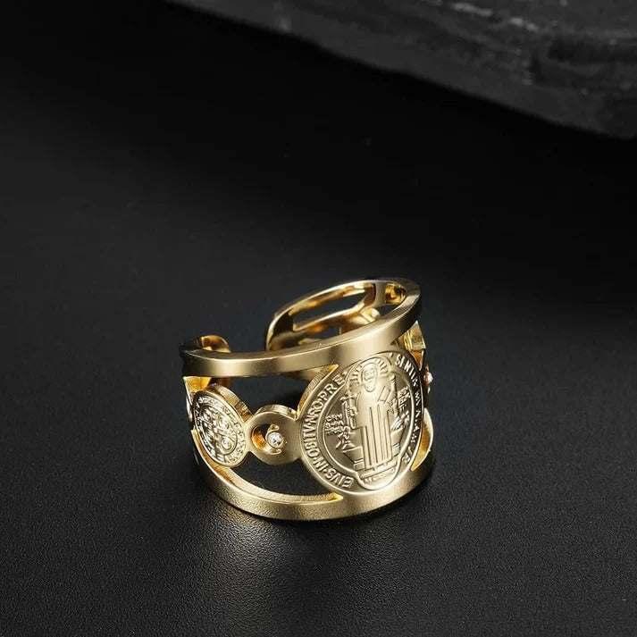 🙏 ANILLO DE PROTECCIÓN SAN BENITO AJUSTABLE ✝️
